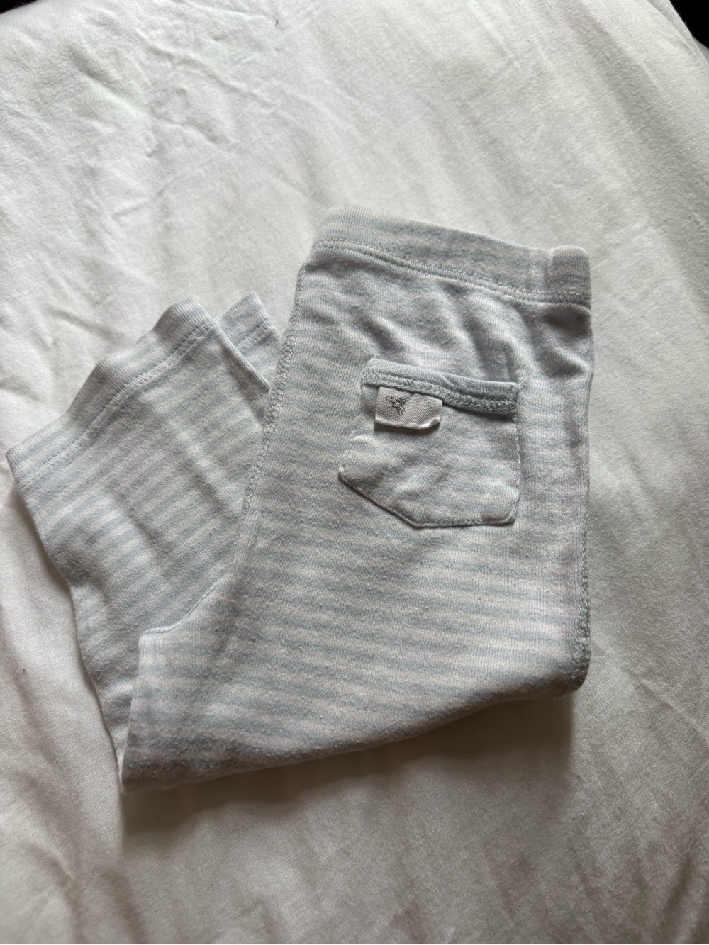 100% Cotton Burt's Bees Baby Light Blue and White Striped Knit Pants